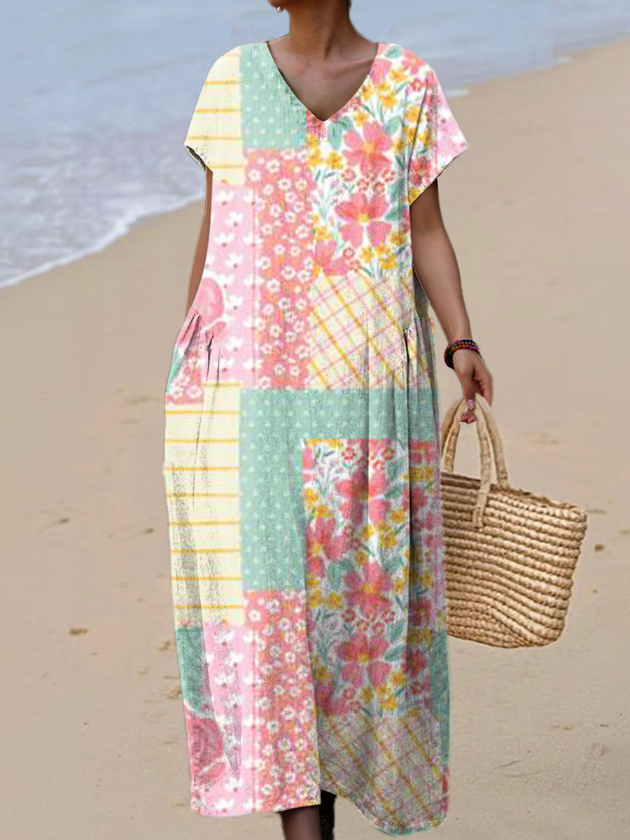 Lena | Patchwork Floral Dress