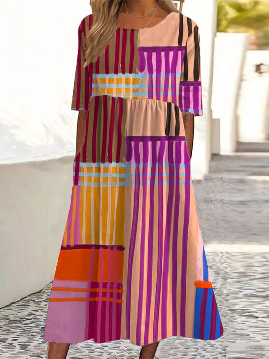Eva | Striped Patchwork Dress