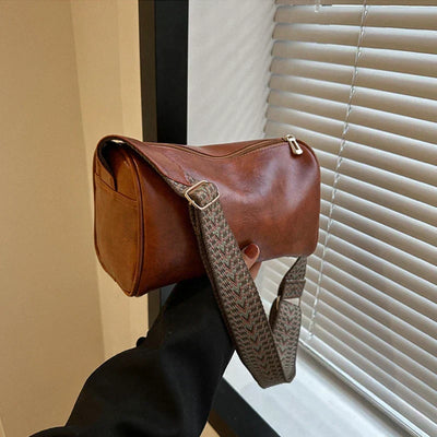 Elsa | Læder Crossbody-taske med vævet rem