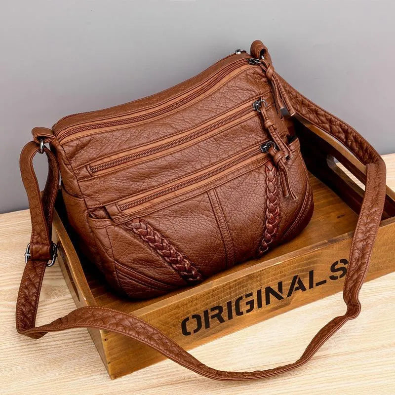 Maja | Flettet læder crossbody taske