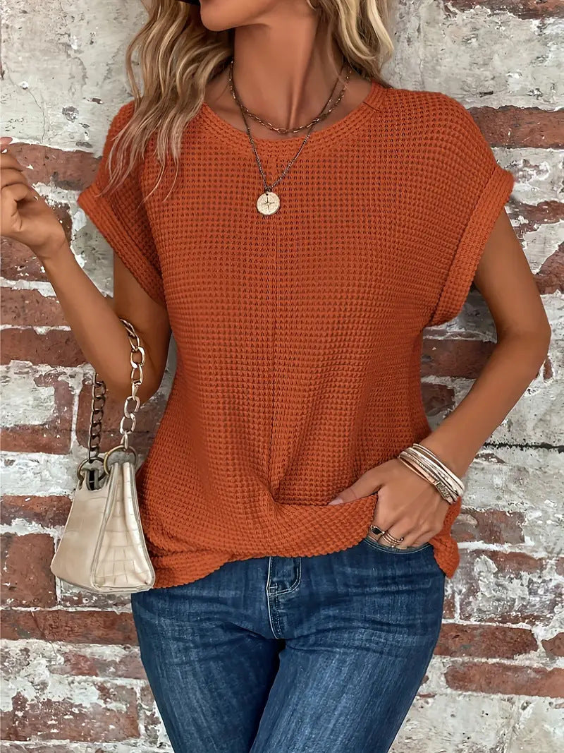 Sofia | Waffle Knit Button-Up Shirt