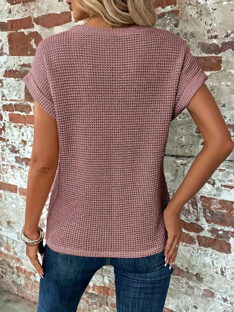 Sofia | Waffle Knit Button-Up Shirt